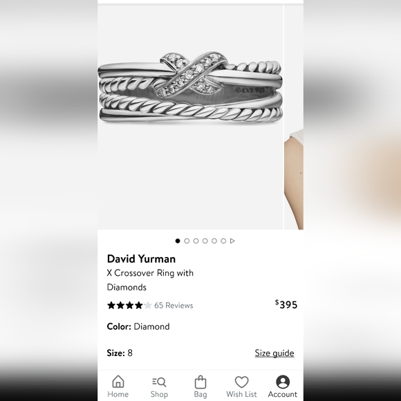 David Yurman X Crossover Ring With Diamonds - Picture 2 of 7